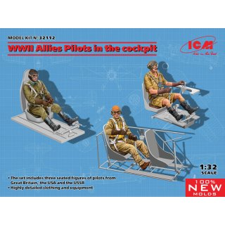 1:32 WWII Allies Pilots in the cockpit (British,Amarican,Soviet)(100%new molds)