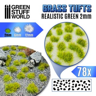 Grasbüschel - Selbstklebend - 2mm - Realistisches Grün (78St.)