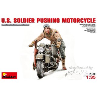 1:35 U.S. Soldier Pushing Motorcycle